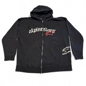 y2k Alpinestars XL Zip Hoodie Biker Grunge Moto Racing Goth Streetwear